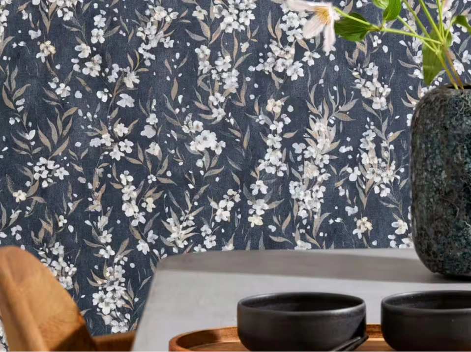 floral pattern blue wallpaper